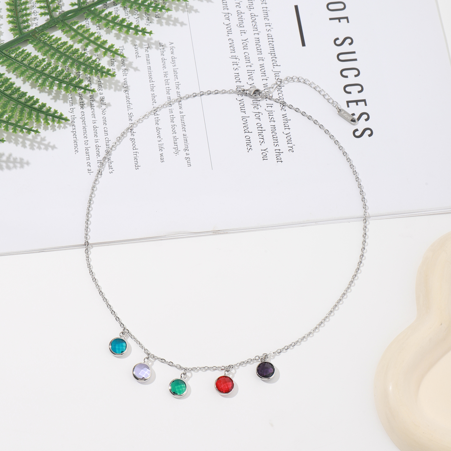 Custom Colored Birthstone Necklace