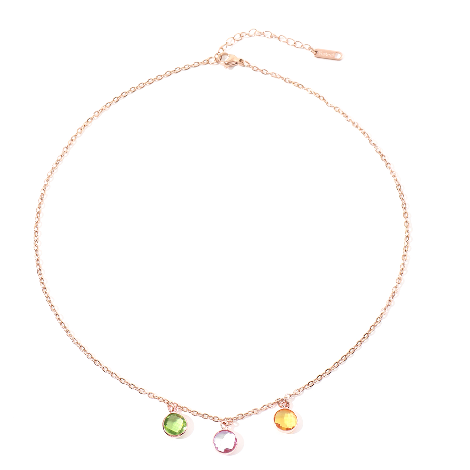 Custom Colored Birthstone Necklace