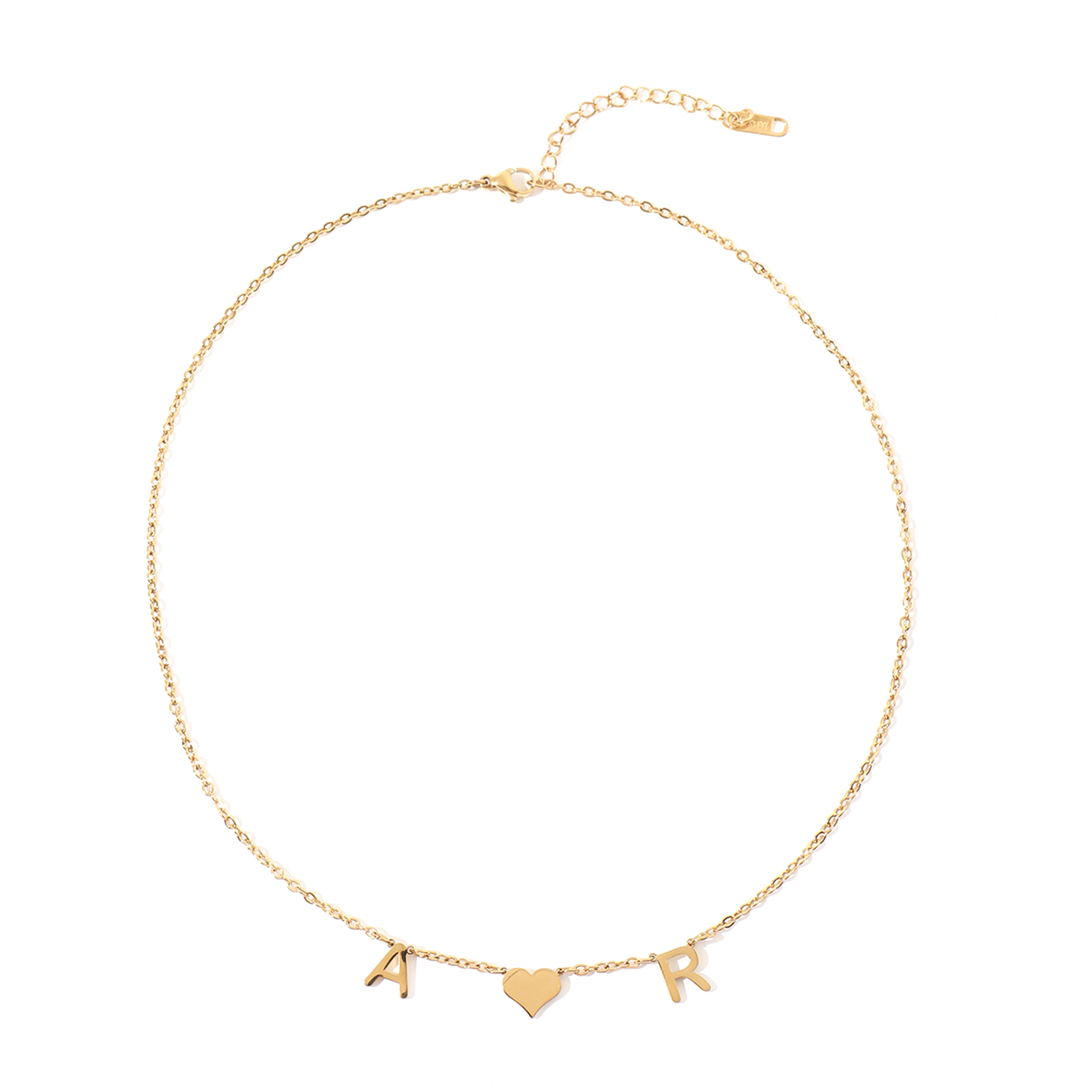 Custom Necklace with Heart in the Middle of Two Letters Gift for Lovers