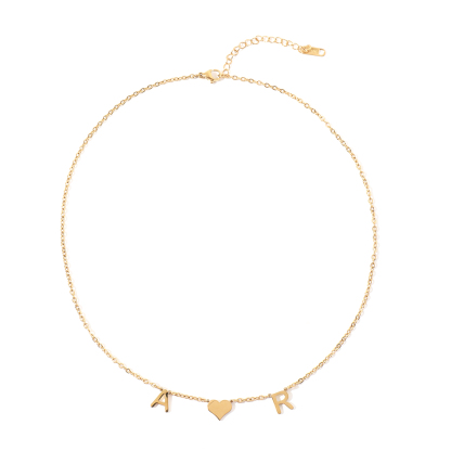 Custom Necklace with Heart in the Middle of Two Letters Gift for Lovers