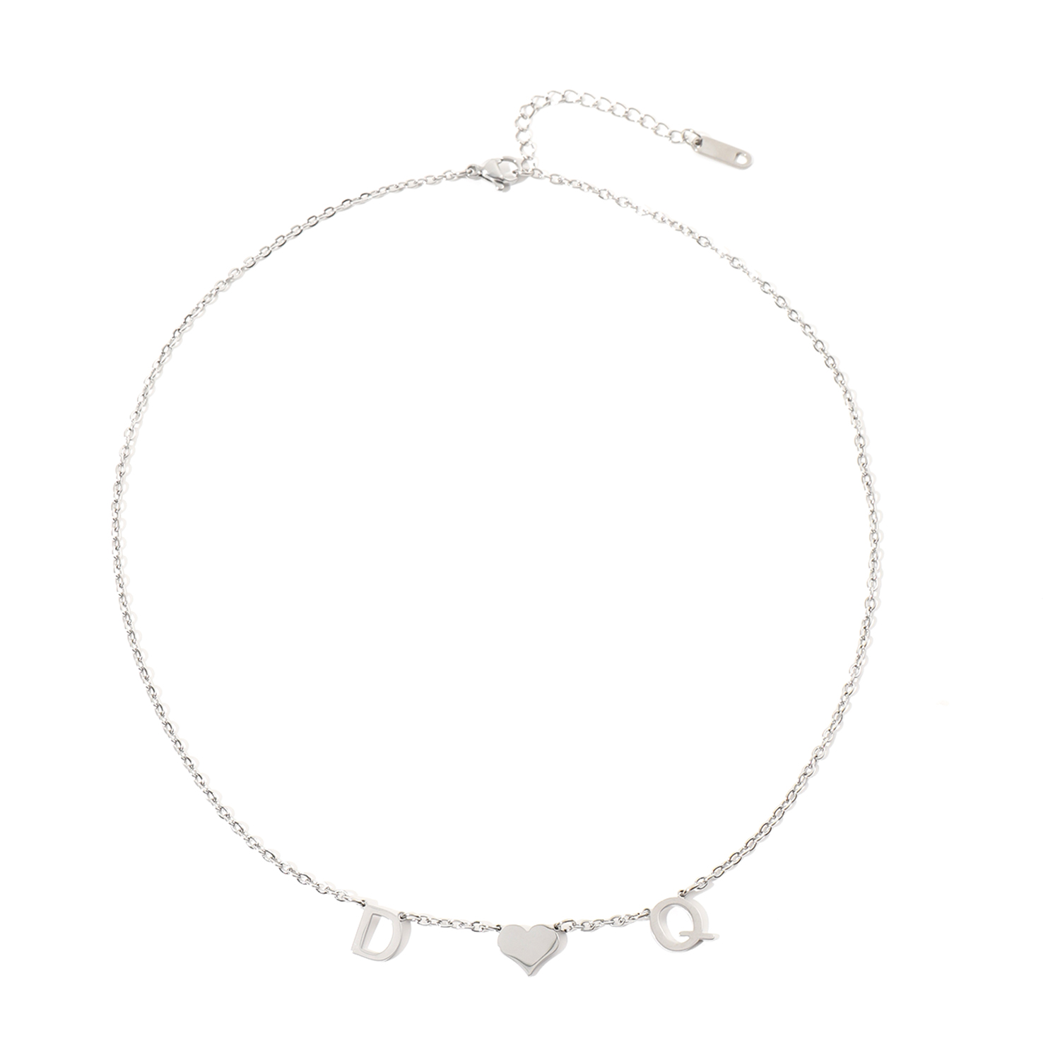 Custom Necklace with Heart in the Middle of Two Letters Gift for Lover