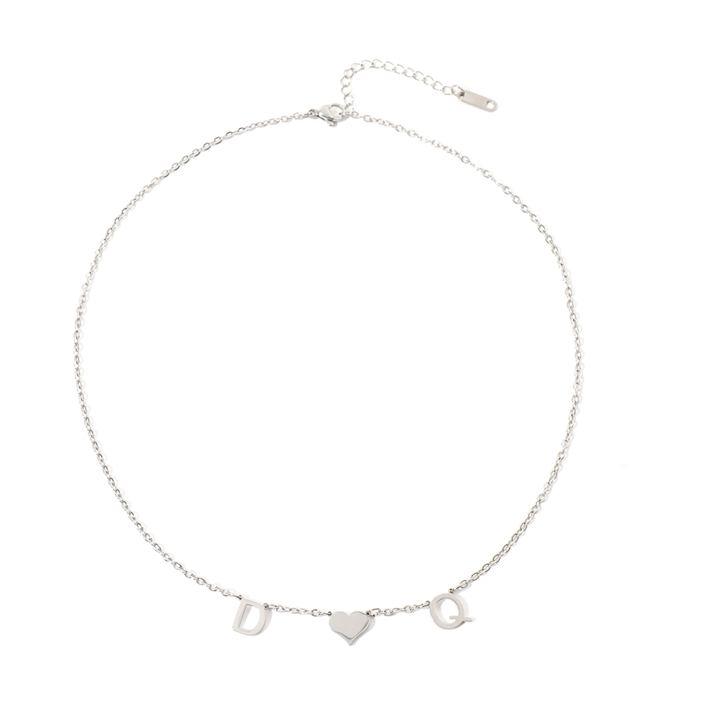 Custom Necklace with Heart in the Middle of Two Letters Gift for Lover