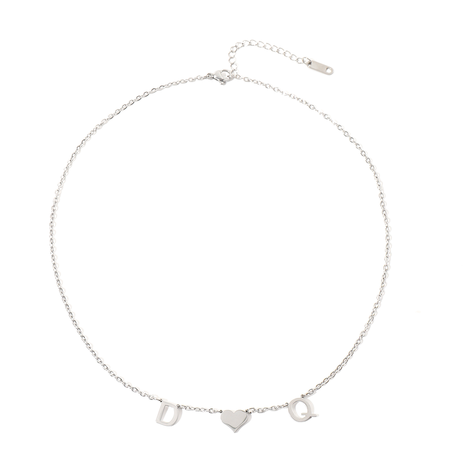 Custom Necklace with Heart in the Middle of Two Letters Gift for Lover