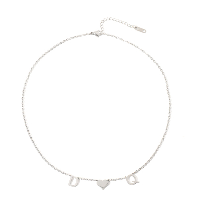 Custom Necklace with Heart in the Middle of Two Letters Gift for Lovers