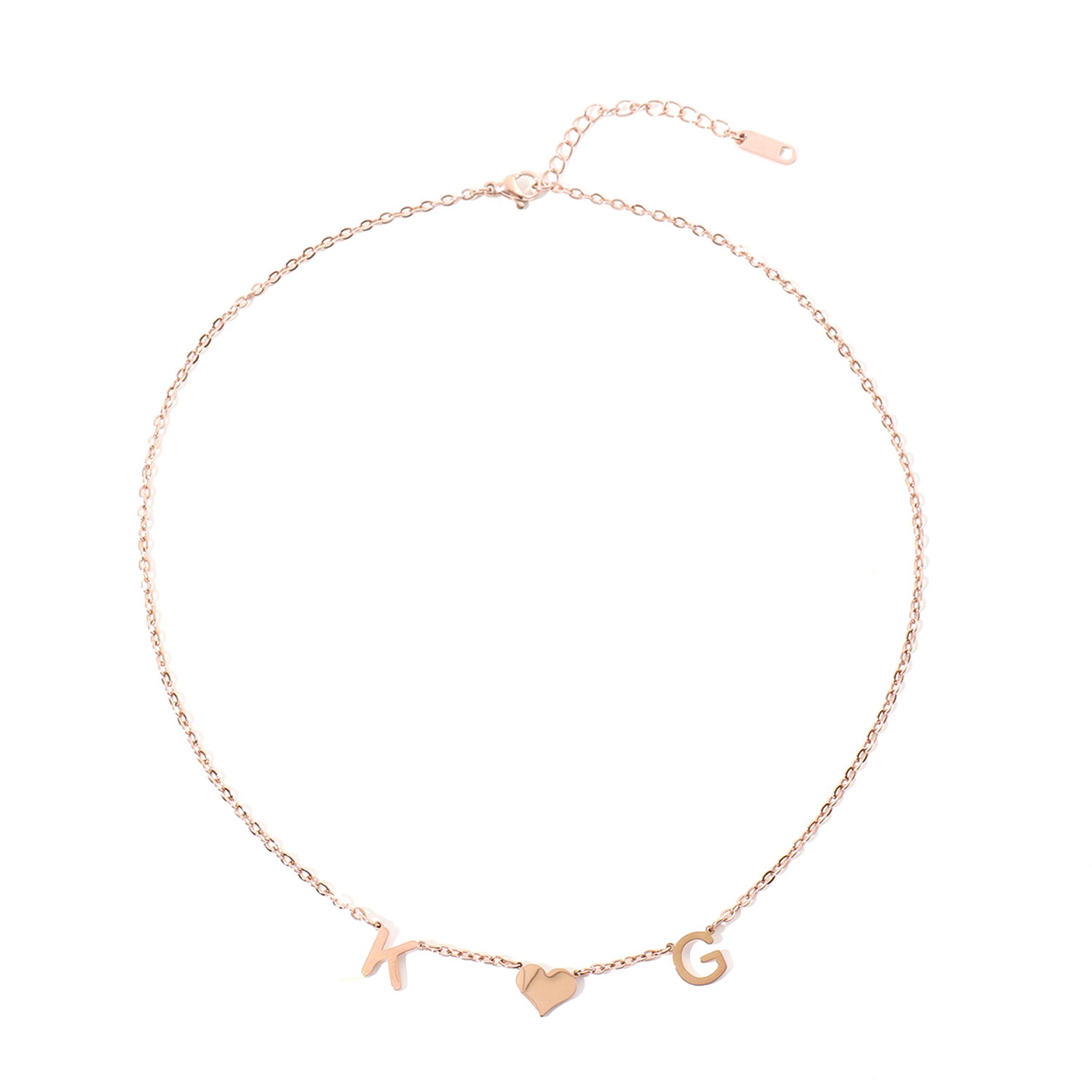 Custom Necklace with Heart in the Middle of Two Letters Gift for Lovers