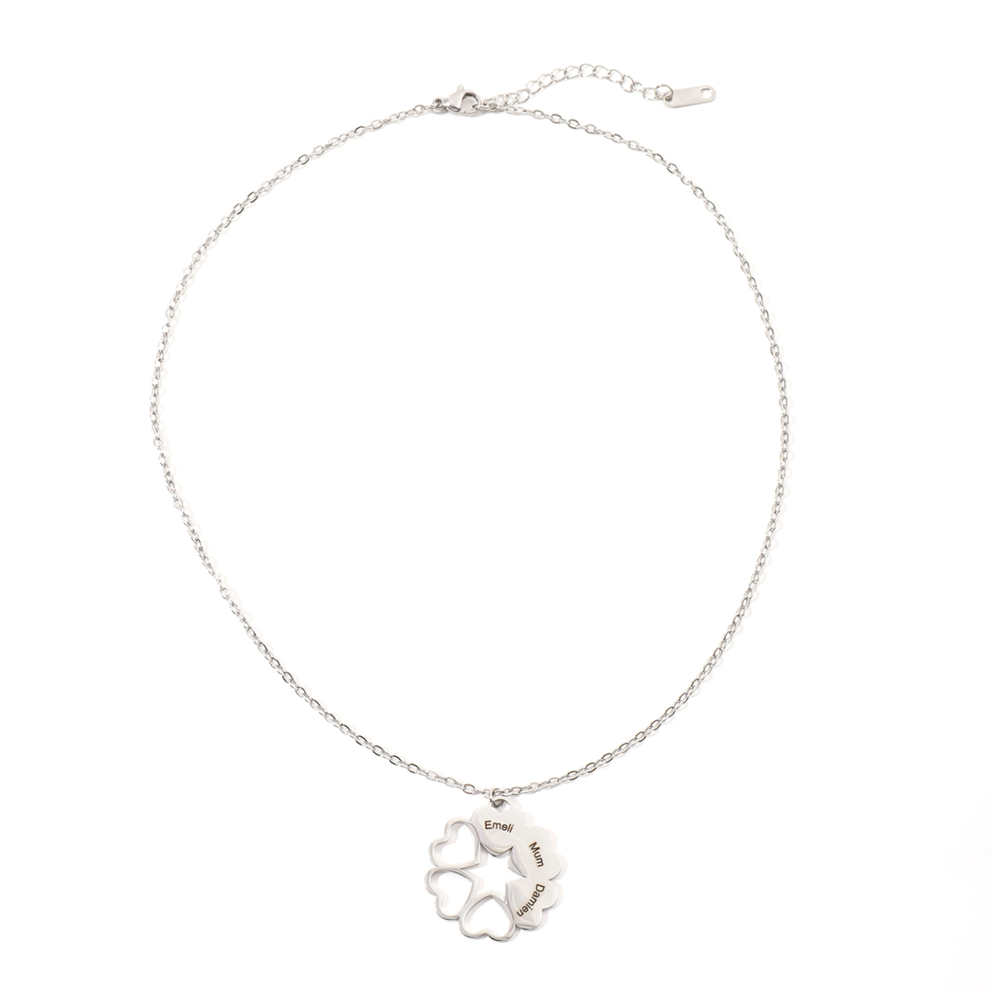 Custom Family Name Necklaces with Six Love-shaped Puzzle Designs