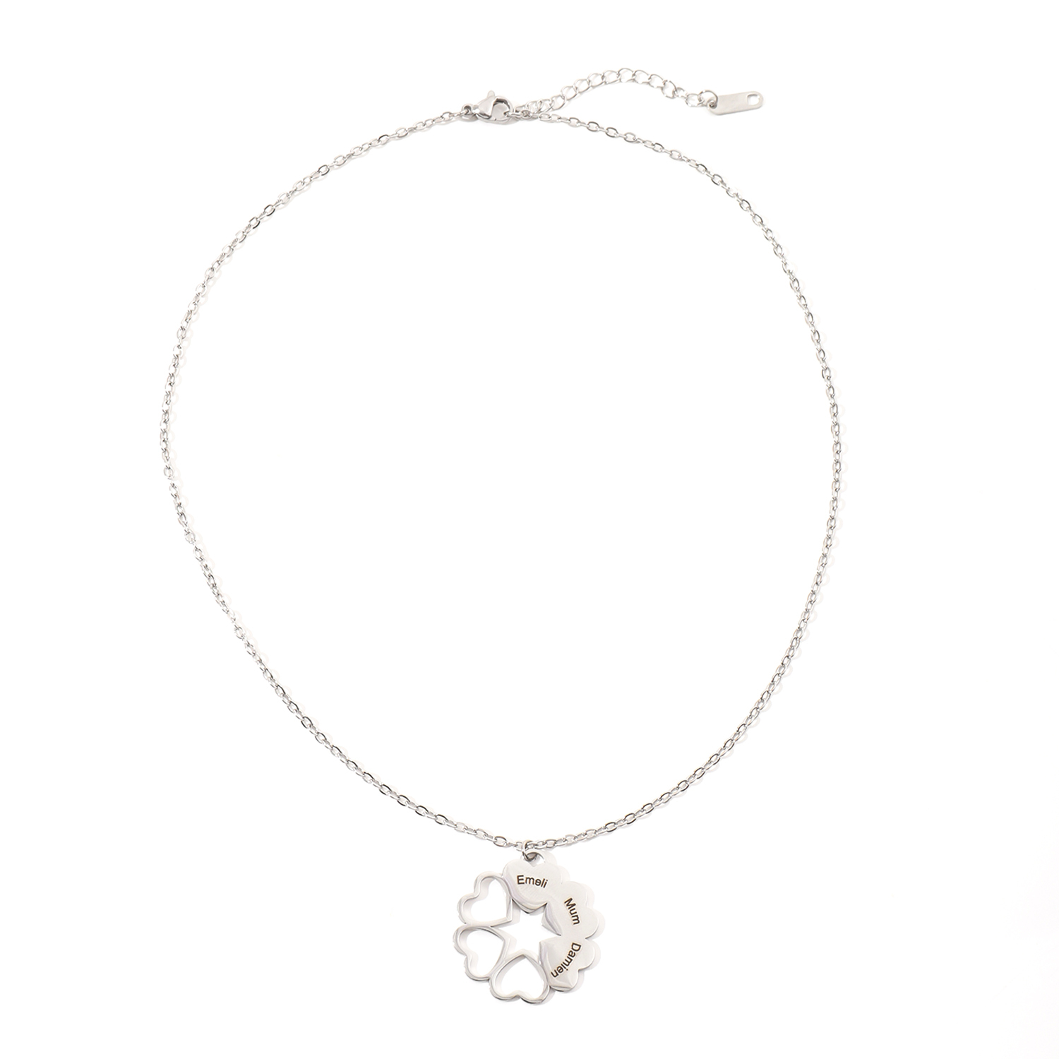 Custom Family Name Necklaces with Six Love-shaped Puzzle Designs