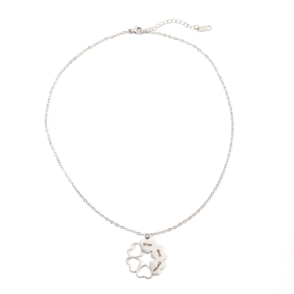 Custom Family Name Necklaces with Six Love-shaped Puzzle Designs