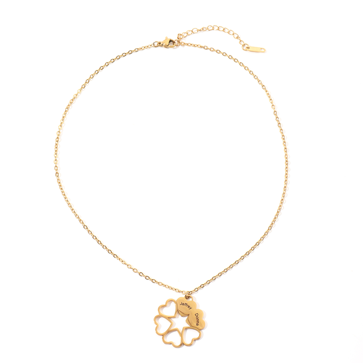 Custom Family Name Necklaces with Six Love-shaped Puzzle Designs