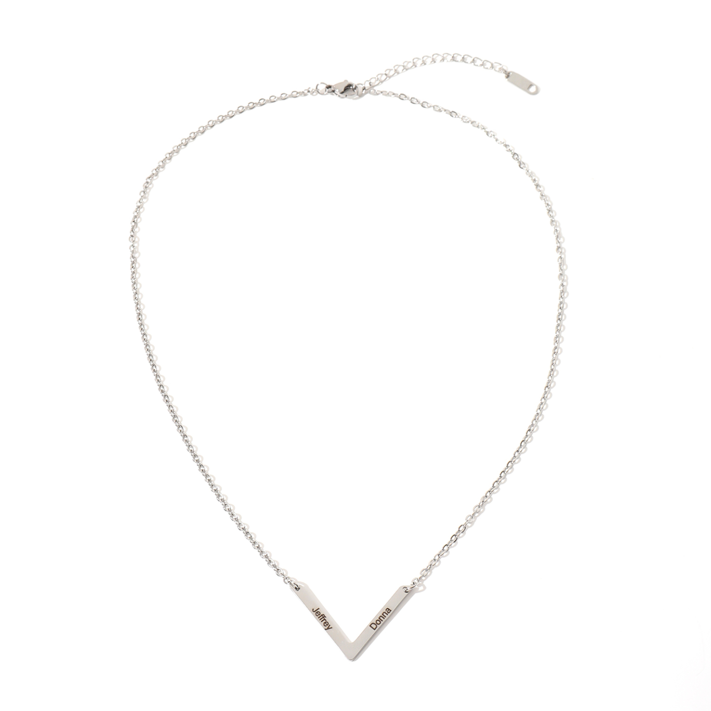 V shaped Custom Necklace with Double Names