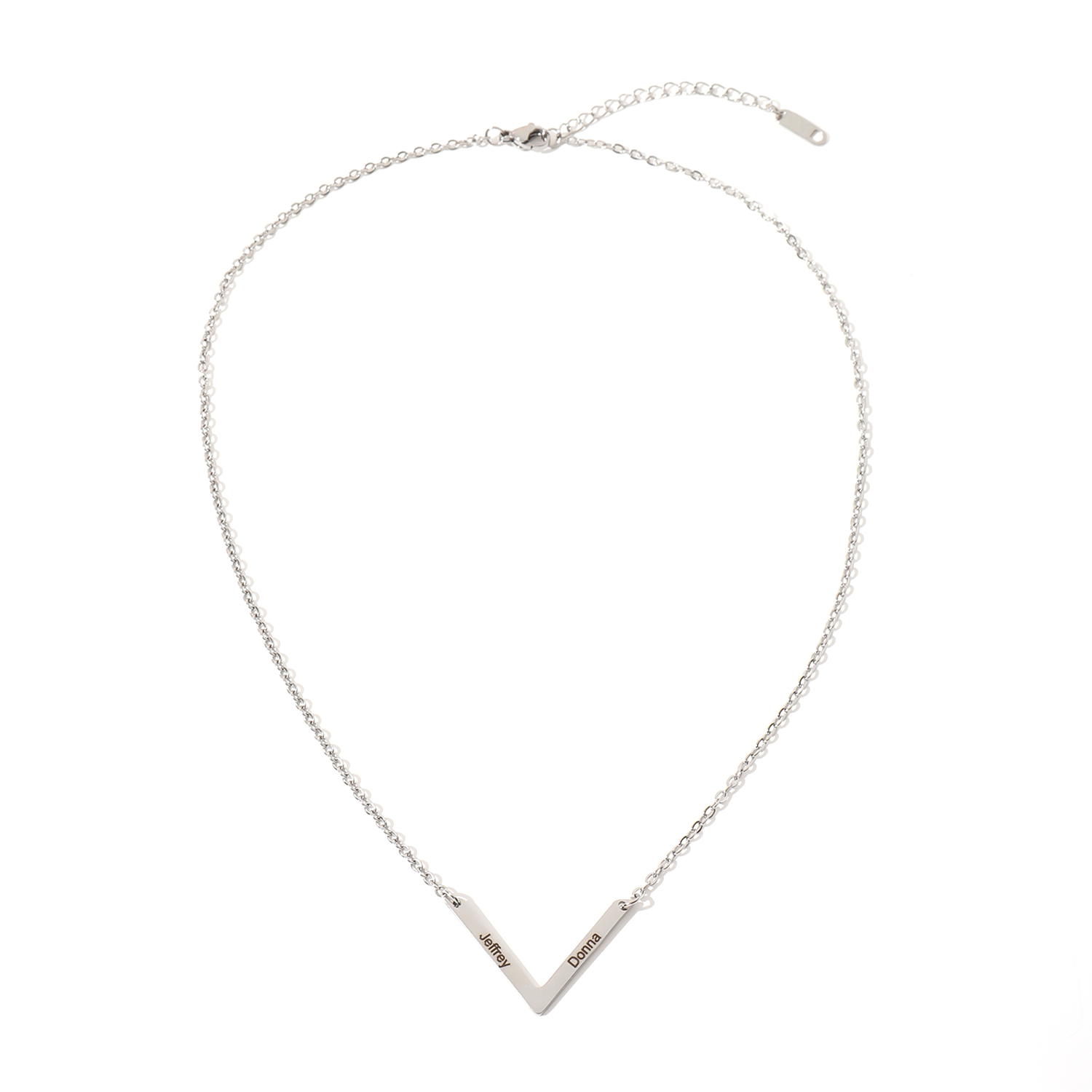 V shaped Custom Necklace with Double Names