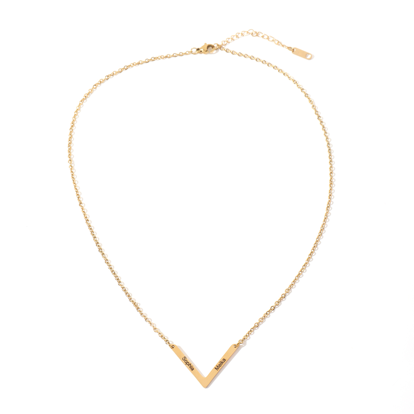 V shaped Custom Necklace with Double Names