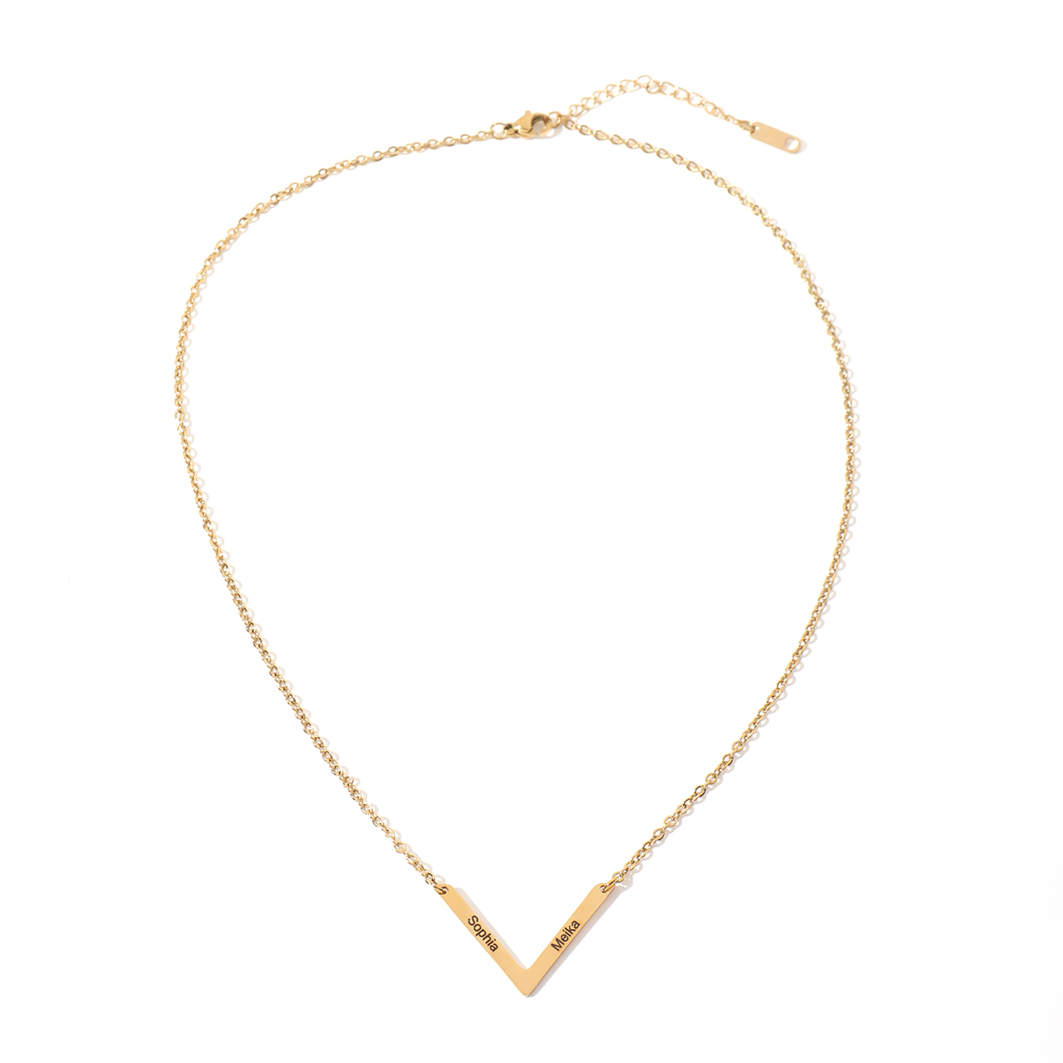 V shaped Custom Necklace with Double Names