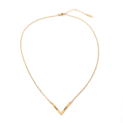 V shaped Custom Necklace with Double Names