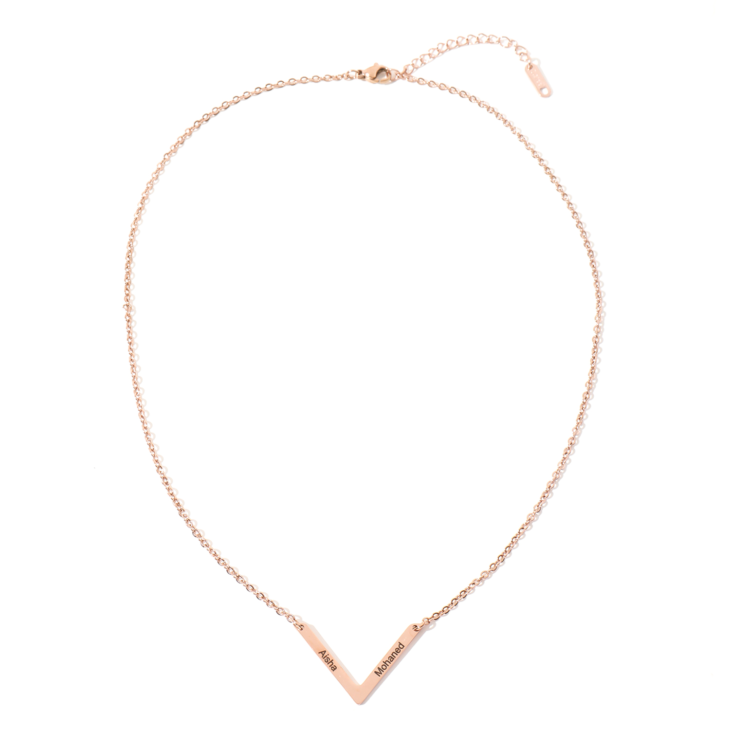 V shaped Custom Necklace with Double Names