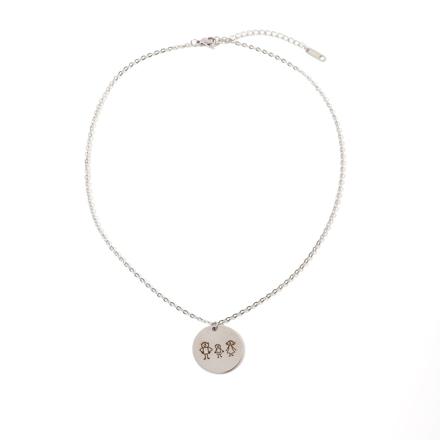 Custom Necklace with Simple Line Drawings of Family Members