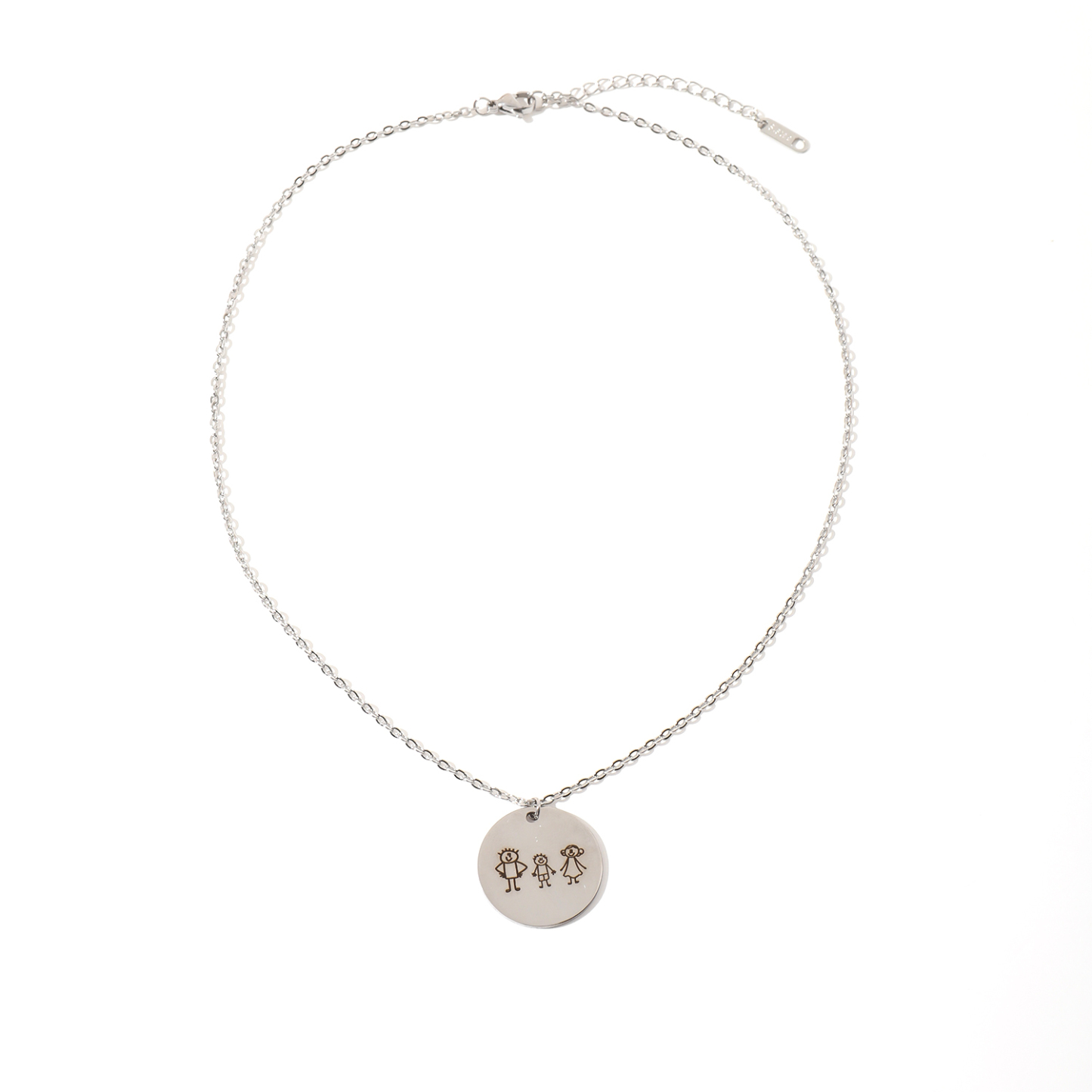 Custom Necklace with Simple Line Drawings of Family Members