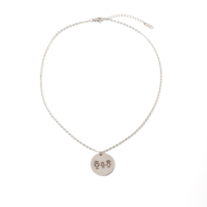 Custom Necklace with Simple Line Drawings of Family Members
