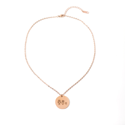 Custom Necklace with Simple Line Drawings of Family Members