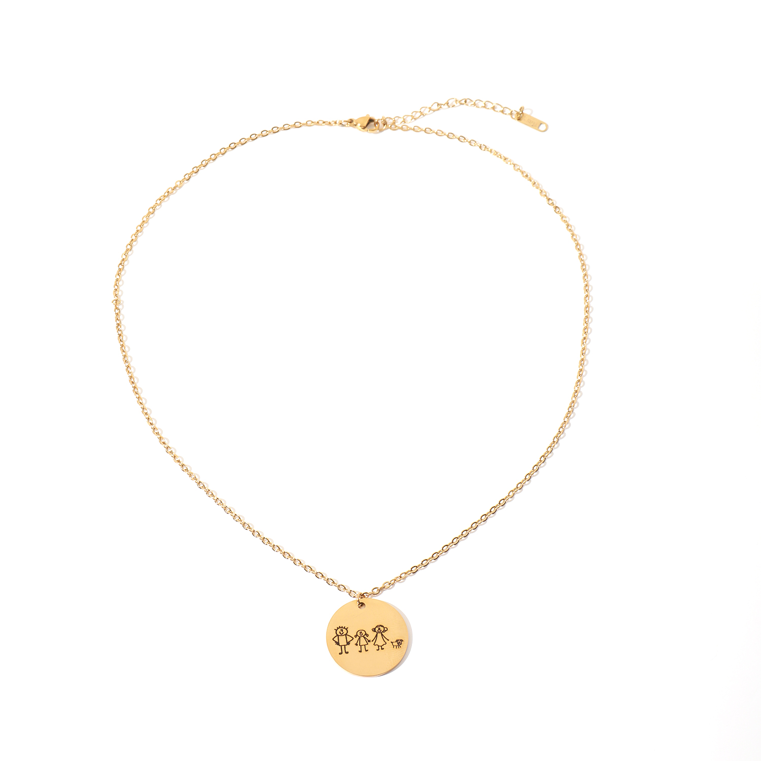 Custom Necklace with Simple Line Drawings of Family Members