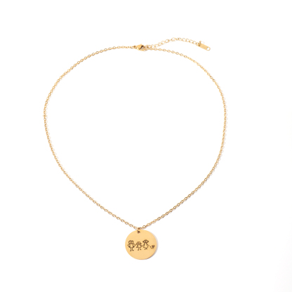 Custom Necklace with Simple Line Drawings of Family Members