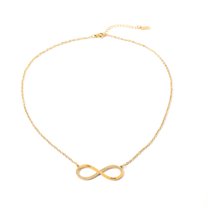 Custom Infinite Loop Necklace with Double Names with Rhinestones