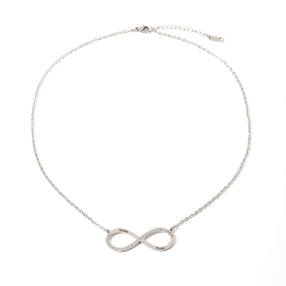 Custom Infinite Loop Necklace with Double Names with Rhinestones