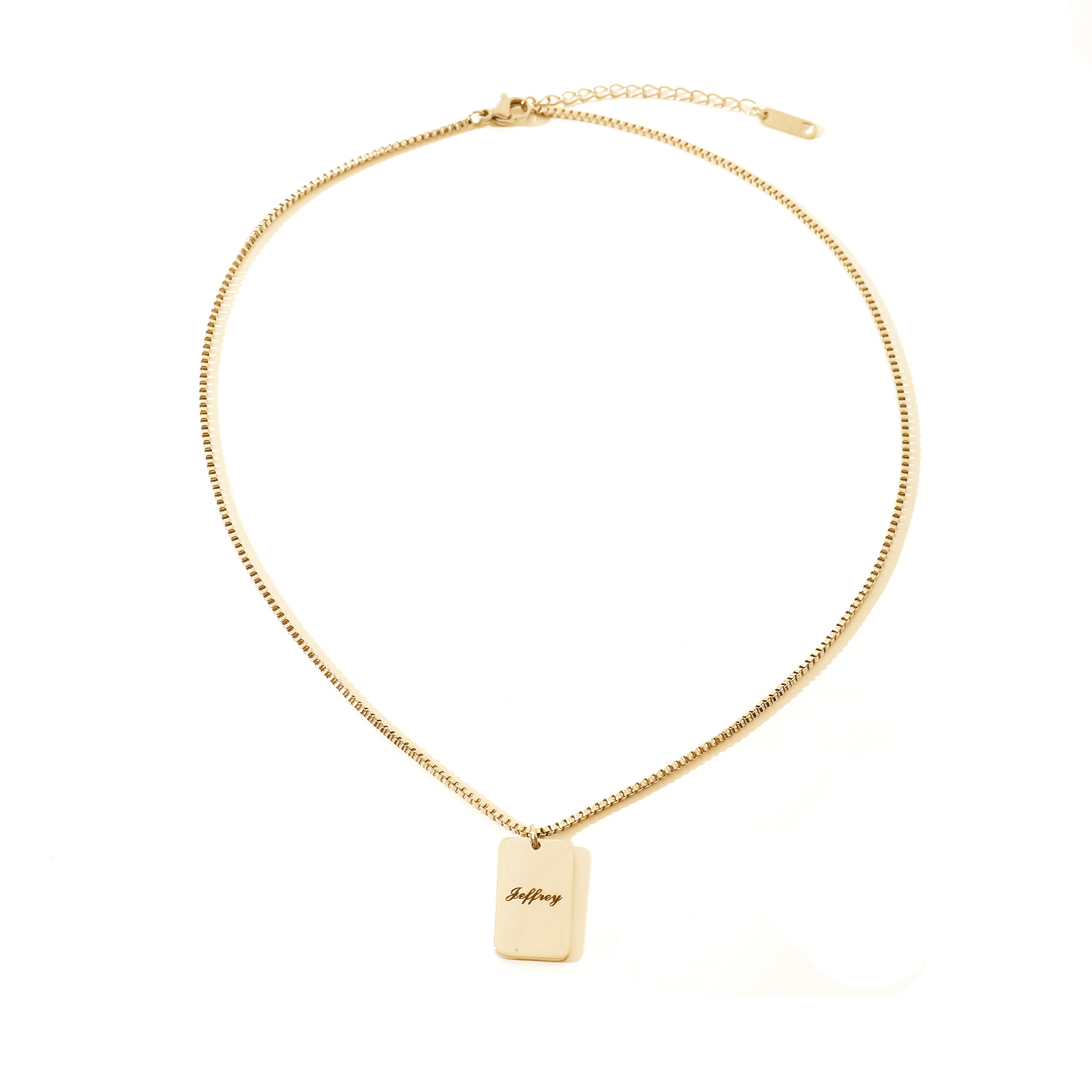 Custom Square Necklace with Engraved Names or Phrases