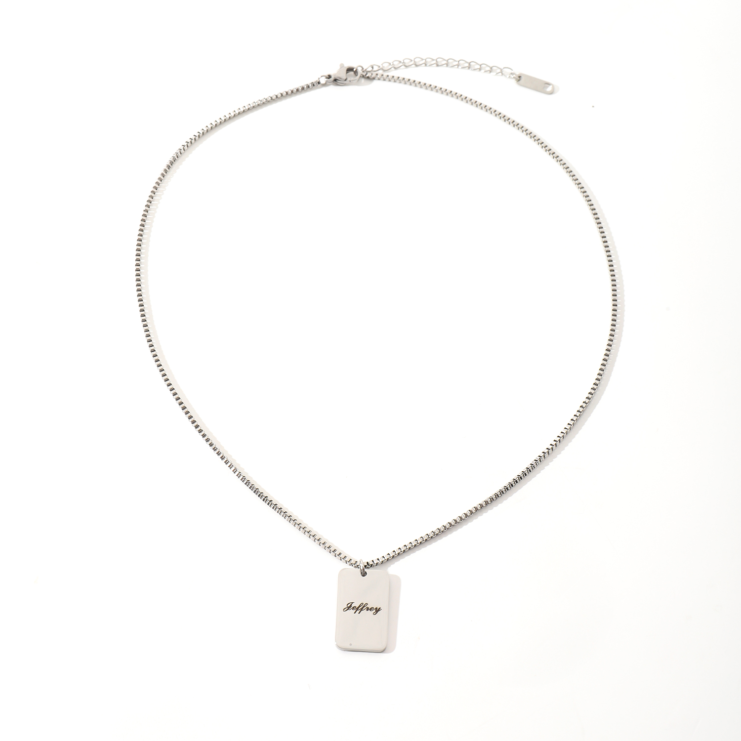 Custom Square-designed Necklace with Engraved Names or Phrases