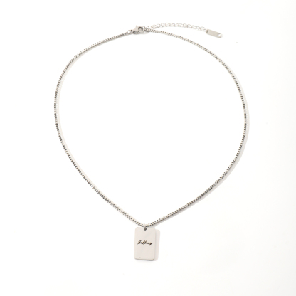 Custom Square-designed Necklace with Engraved Names or Phrases