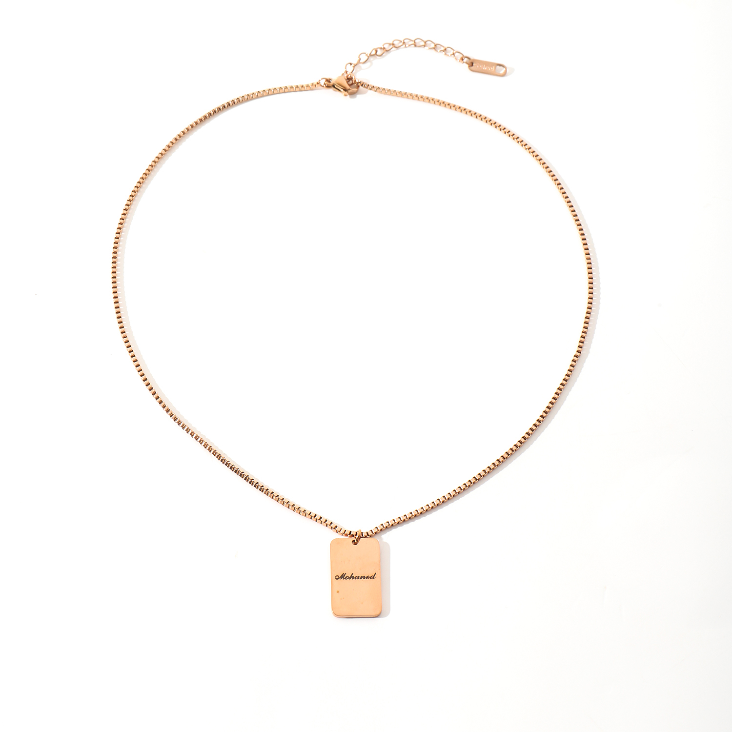 Custom Square-designed Necklace with Engraved Names or Phrases
