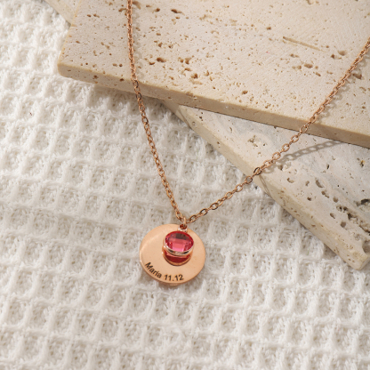 Custom Names and Birthday Dates with Birthstones Necklace