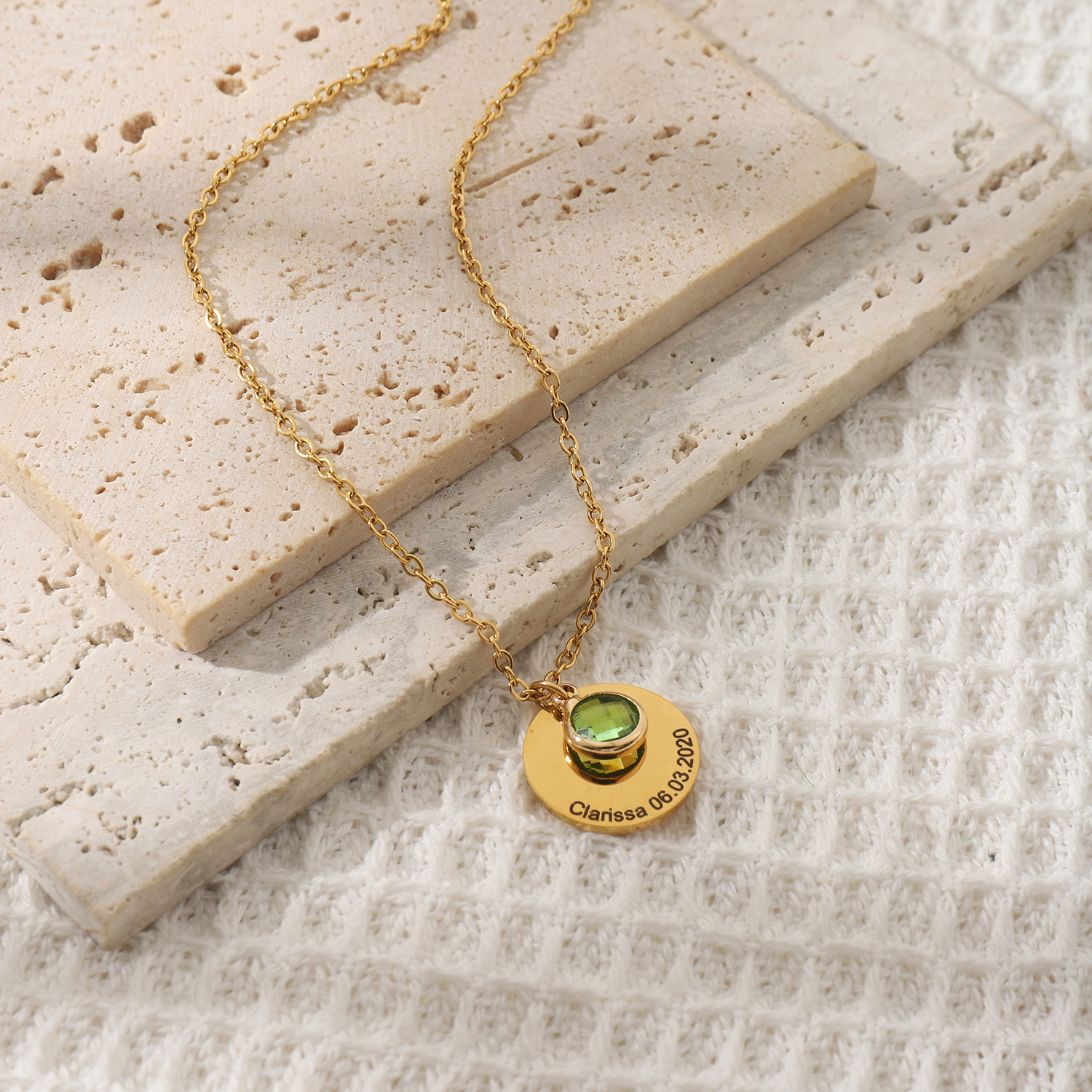 Custom Names and Birthday Dates with Birthstones Necklace