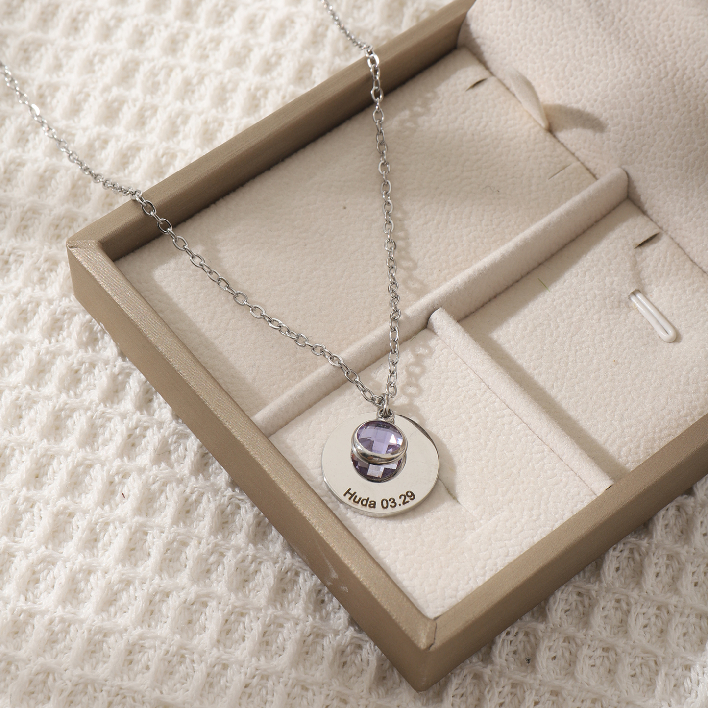 Custom Names and Birthday Dates with Birthstones Necklace