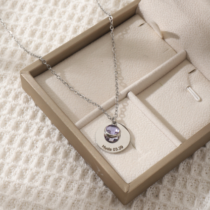 Custom Names and Birthday Dates with Birthstones Necklace