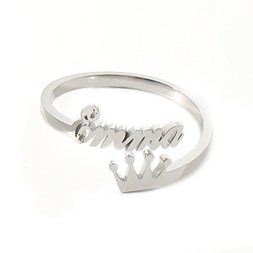 Custom Crown-shaped Name Bracelet and Rings Jewelry Set