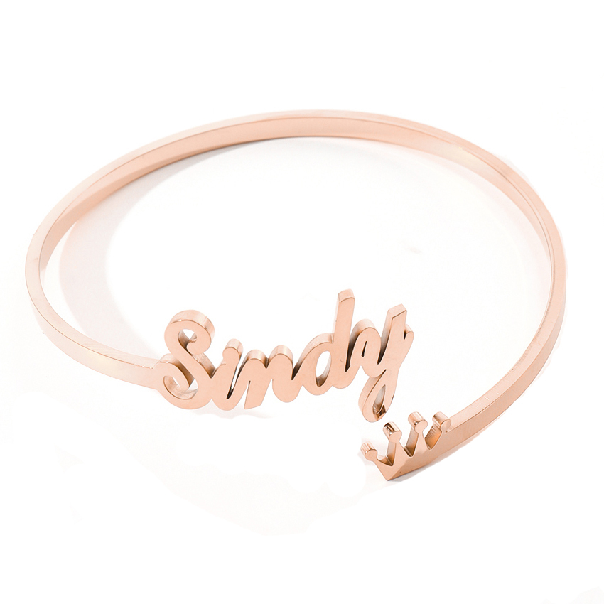 Custom Crown-shaped Name Bracelet and Rings Jewelry Set