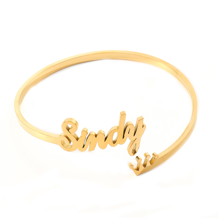 Custom Crown-shaped Name Bracelet and Rings Jewelry Set