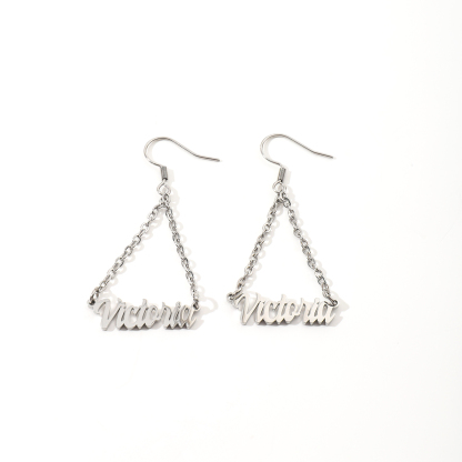 [Copy]Custom Name Earrings with Pendants in Artistic Fonts