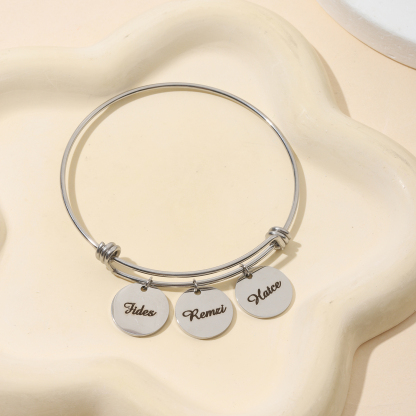 Classic Custom Name Bracelet with Disc Shape