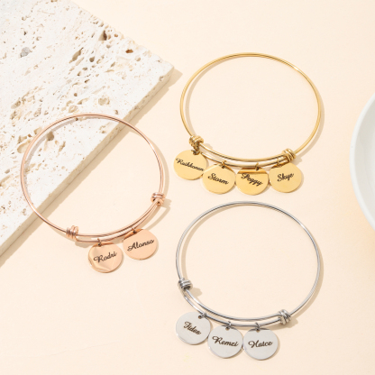 Classic Custom Name Bracelet with Disc Shape