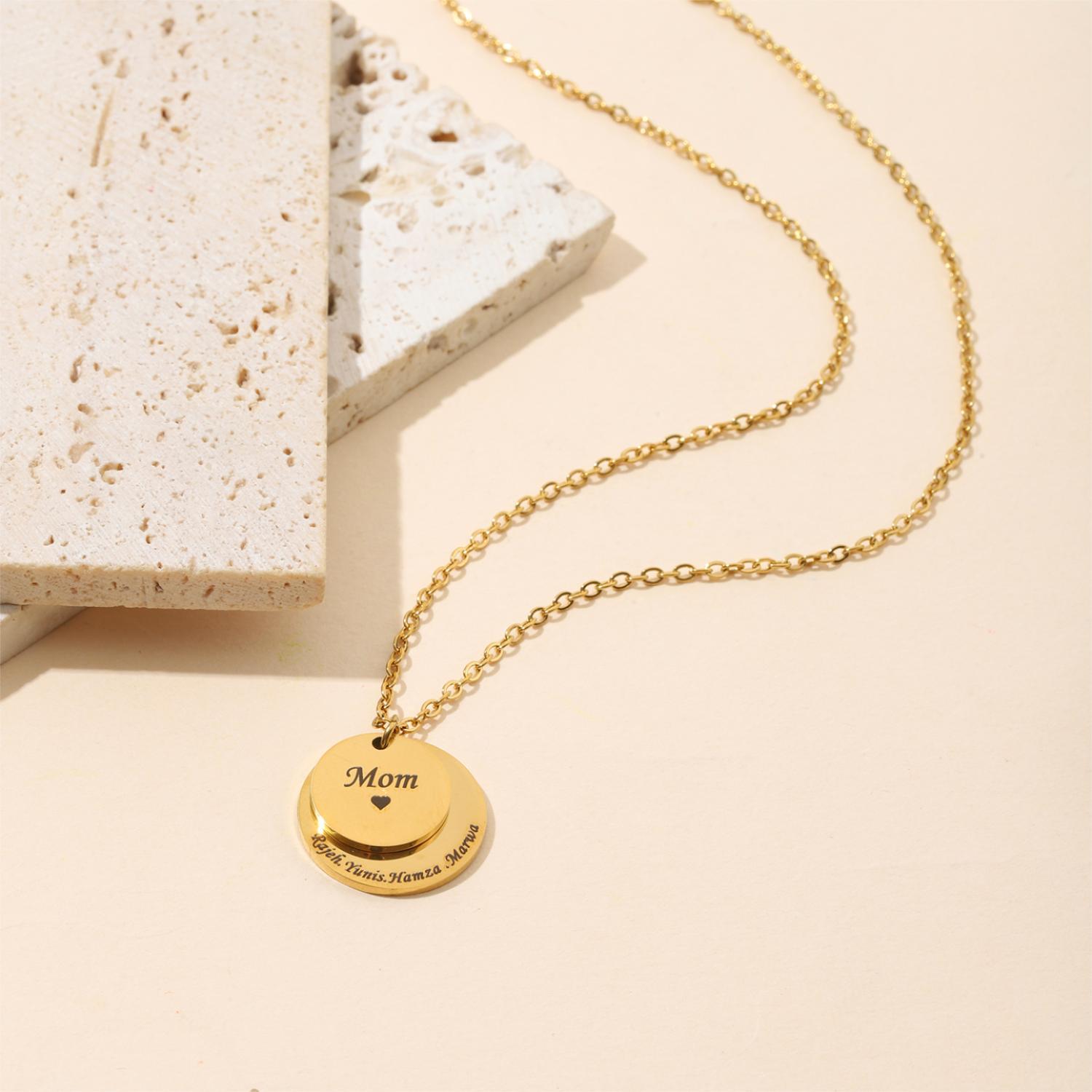 Double Disc Custom Engraved Name or Sentence Necklace