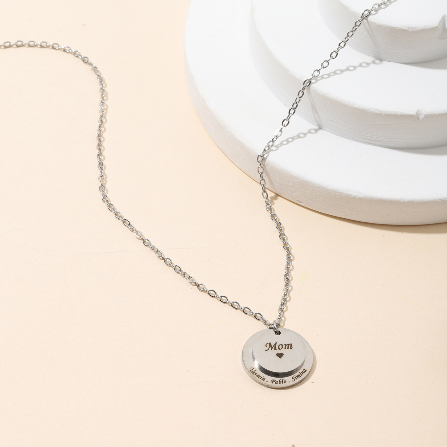 Double Disc Custom Engraved Name or Sentence Necklace