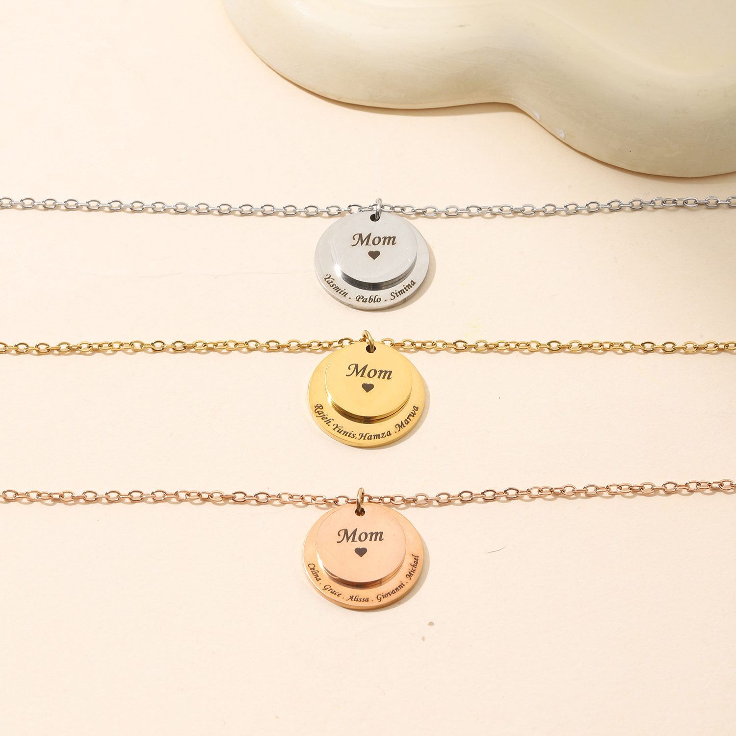 Double Disc Custom Engraved Name or Sentence Necklace