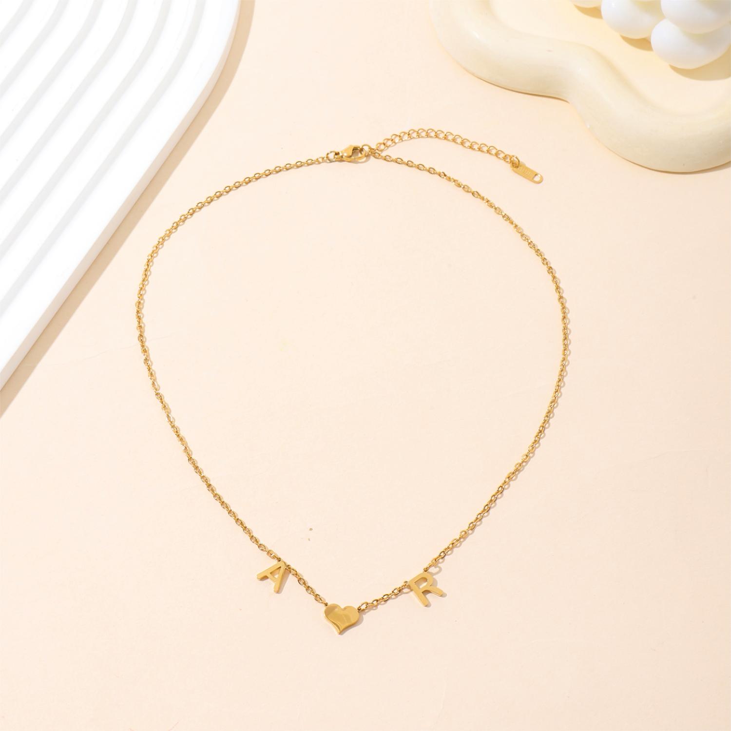 Custom Necklace with Heart in the Middle of Two Letters Gift for Lovers