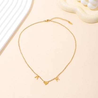 Custom Necklace with Heart in the Middle of Two Letters Gift for Lovers