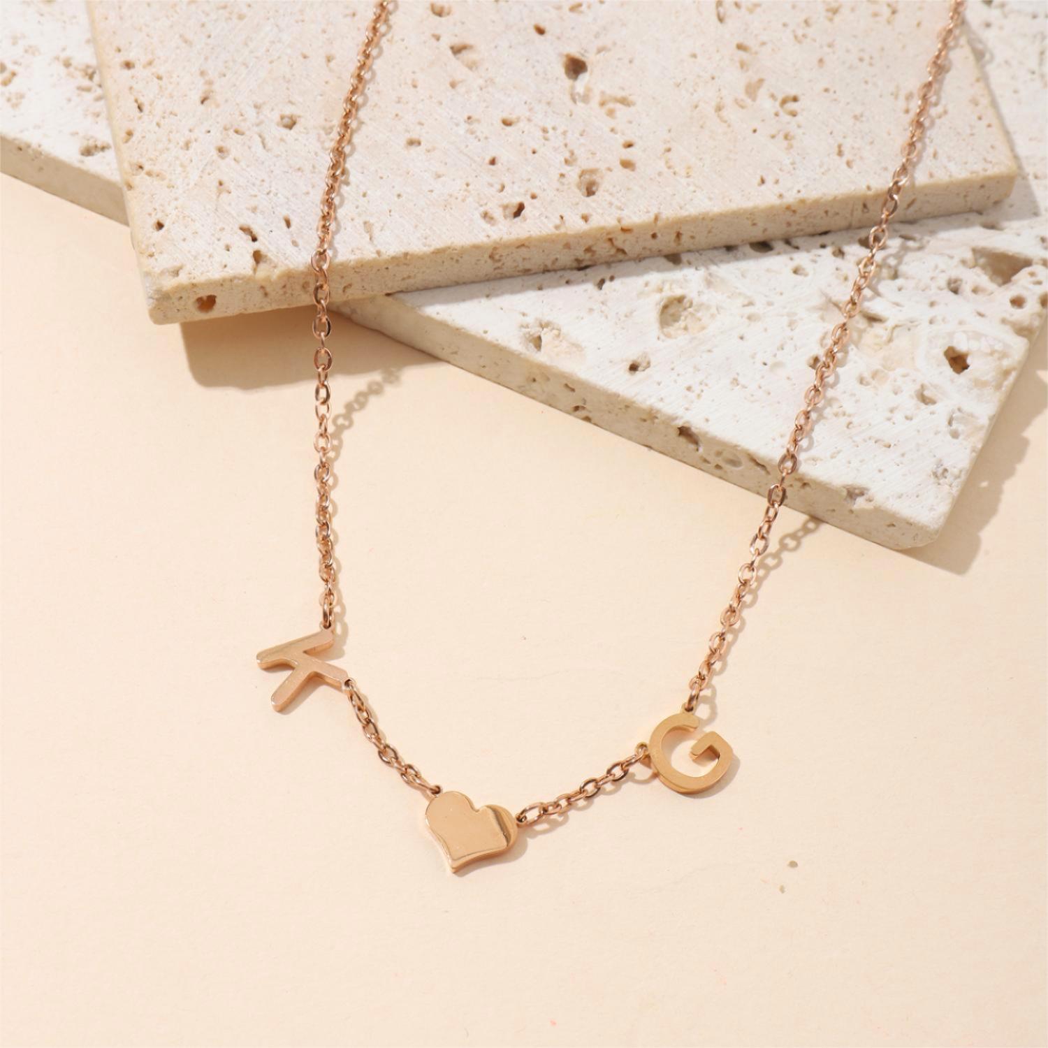 Custom Necklace with Heart in the Middle of Two Letters Gift for Lovers