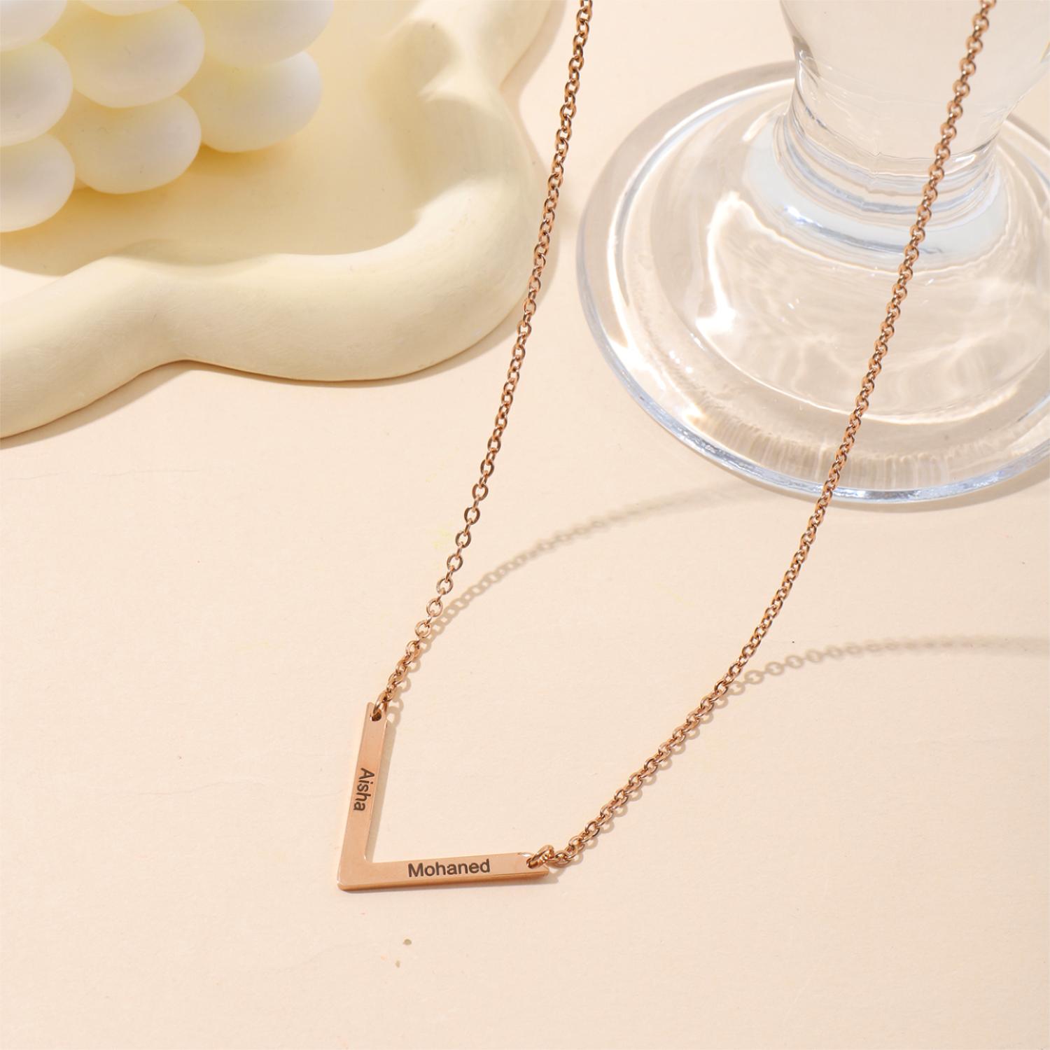 V shaped Custom Necklace with Double Names