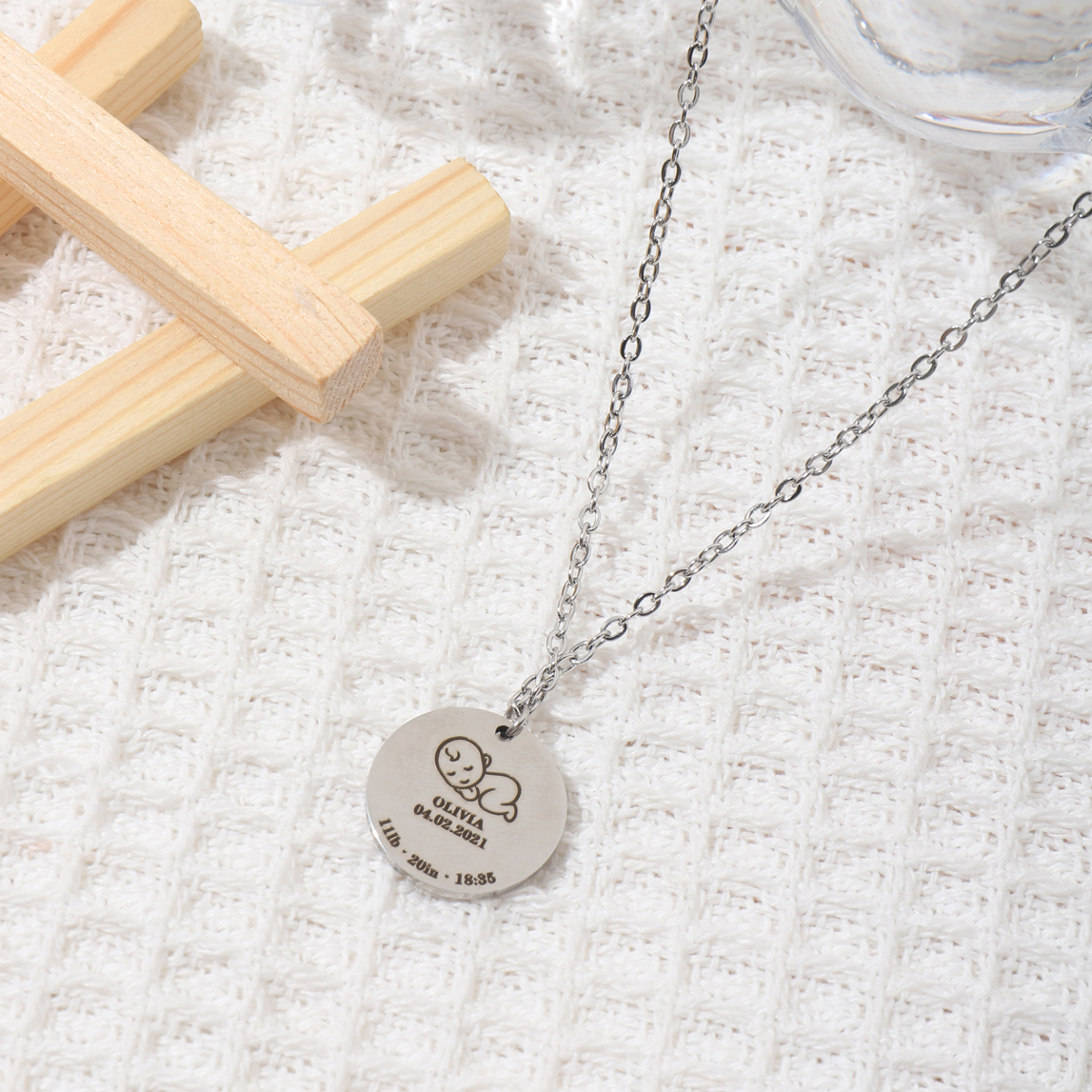 Custom Necklaces with Baby's Birth Information to Commemorate Newborns