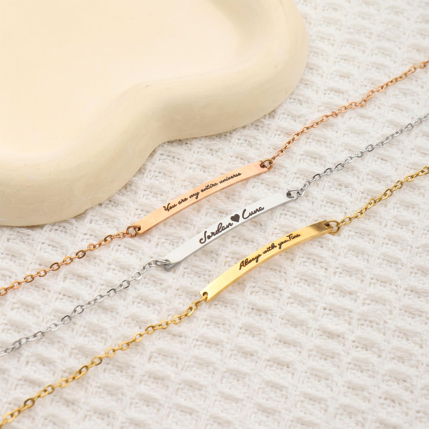 Narrow Version Custom Engraved Name or Sentence Bracelet